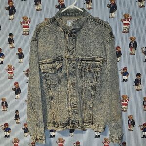 Vintage 80s 90s Denim Acid Wash Jean Jacket Crazy Wash Santee Street